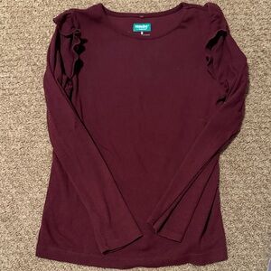 Garanimals Burgundy Long Sleeve Tee with Ruffle Sleeves